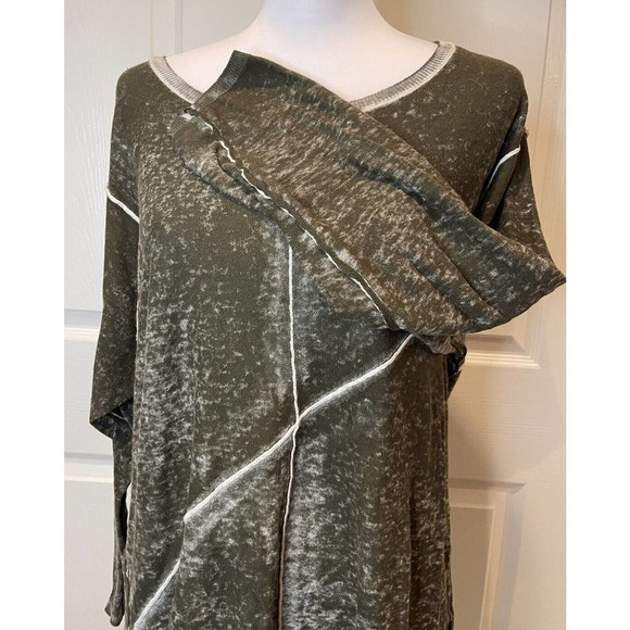 Democracy Womens Green Cotton Sweater Soft Unique Y2K Burnout Fall M Classic - Picture 4 of 14